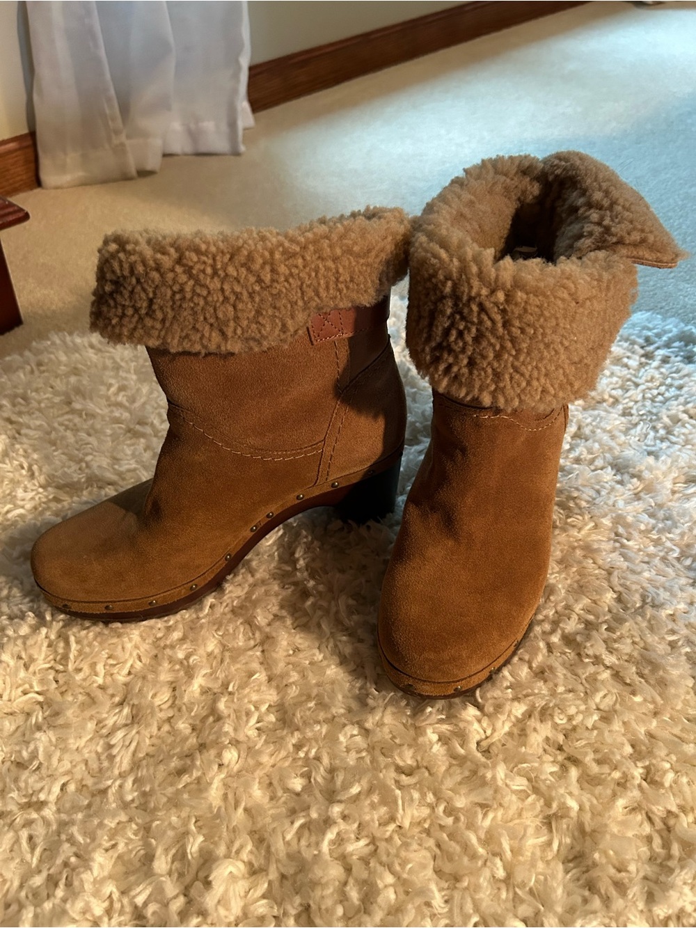 UGG Tan Suede Shearling Cuff Boot